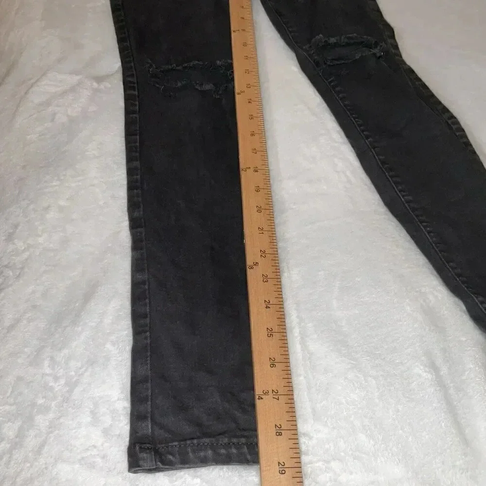Distressed Skinny Jeans Size 3 Crafting Denim Womens Black Casual